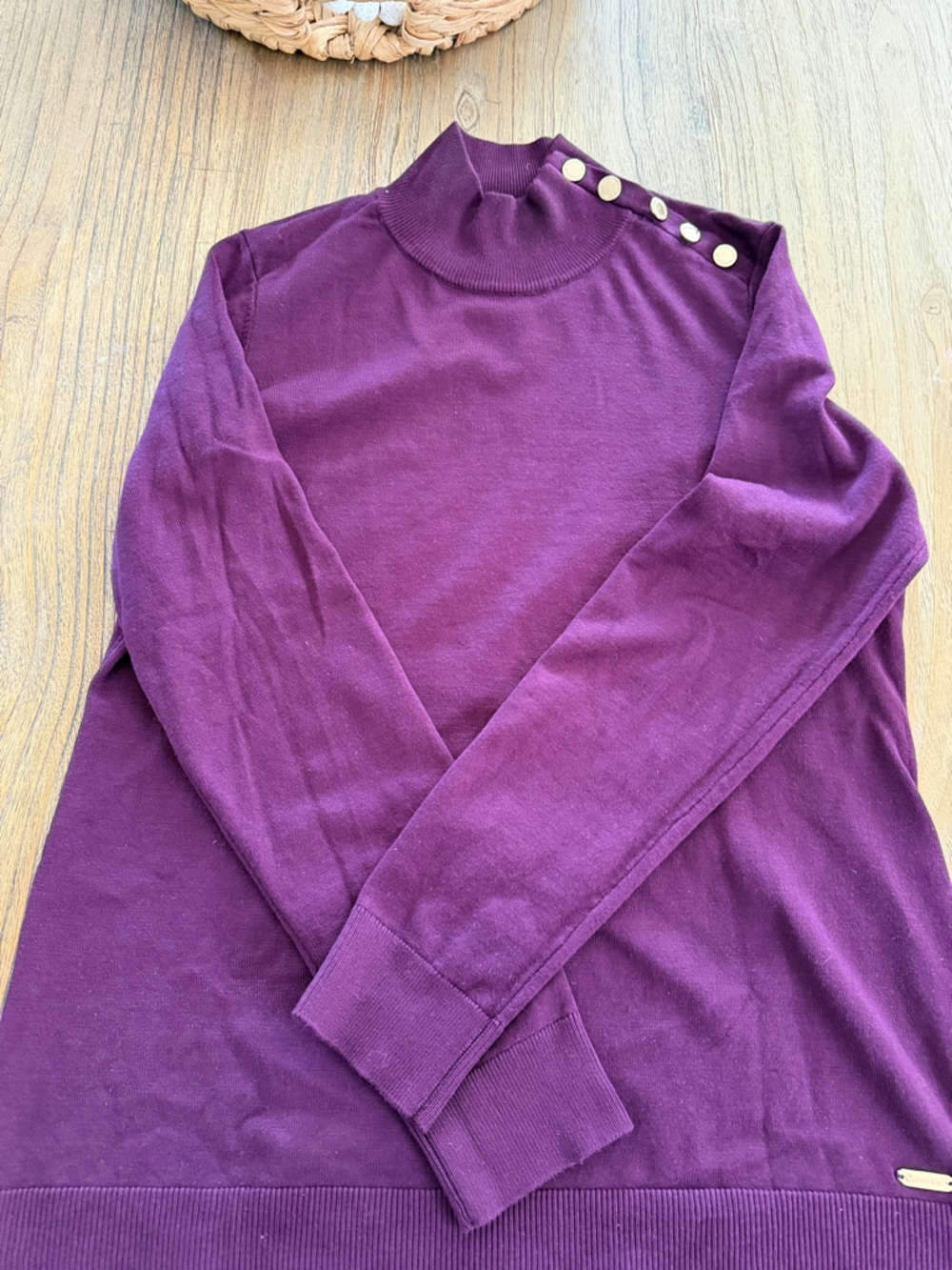 Calvin Klein dark purple/burgundy Knit Long Sleeve Top, Size M